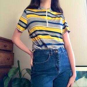 Vintage striped shirt with zip collar